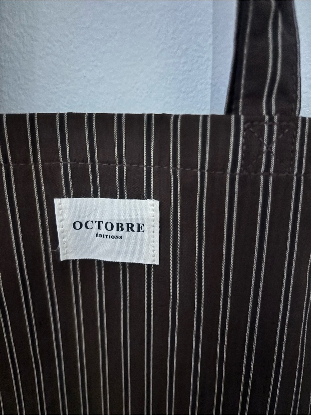 Sezane/Octobre Brown Pinstripe Tote Bag un-used